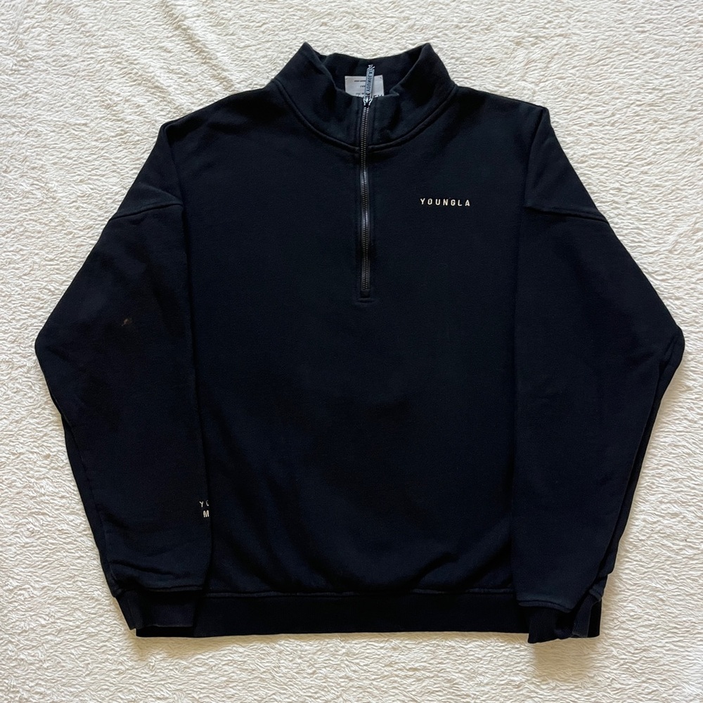 YoungLA Black Zip Up Sweater